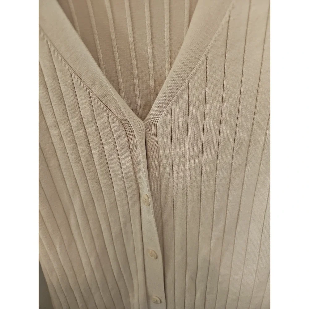 Abercrombie & Fitch Womens Size Large Button Ribbed Long Cardigan Sweater Cream